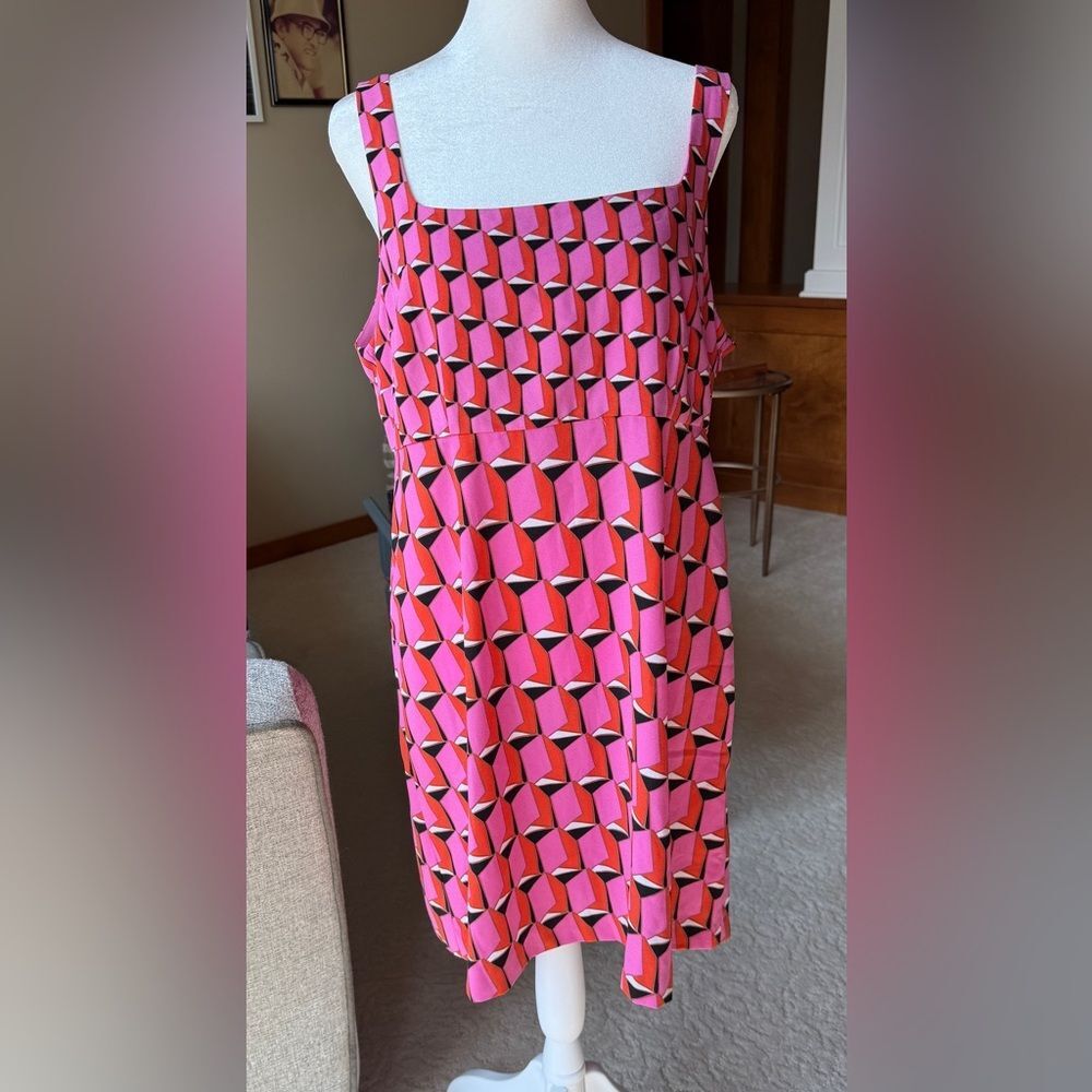 Diane Von Furstenberg for Target Geometric Pink Size 12 Mini Dress 90’s Shift.